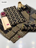 Chiffon Gotta Embroidery Shirt With Organza 9Mm Panni Sheesha Heavy Pallu Embroidery Shawl And Embossed Masuri Trouser 3Pc Dress With Khussa & Clutch