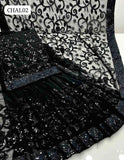 Soft Net Fabric Sequence Work With Machine Fully heavy Embroidered