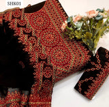 Cotton Lawn Fabric Aari Galla Daman Work Shirt With Chiffon Embroiderey 4 Side Dupatta And Embroidery Trouser 3Pc Dress