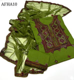 Stuff Soft Lawn Balochi Gala Front Boti Shirt, Embroided Trouser Along With Chiffon. 4 Side Boder Dupatta 3pcs Dress