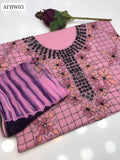 Stuff Soft Lawn Kacha Shisha Gala Front Jaal &nbsp;Shirt, Attach Trouser Along With Chiffon Tye&amp;Dye Dupatta 3pcs Dress