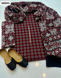 Stuff Cotton Fabric Sindhi Ajrak Printed Shirt And Cotton Fabric Trouser With Cotton Printed Dupatta 3PC Dress