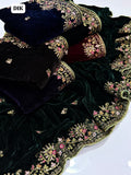 Velvet Shawl Elegant And Beautiful Machine Sequence Embroidered With Tilla Thread