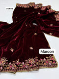 Velvet Shawl Elegant And Beautiful Machine Sequence Embroidered With Tilla Thread