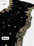 Velvet Shawl Elegant And Beautiful Machine Sequence Embroidered With Tilla Thread