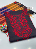 Stuff Khaddar Gala Panel Pakka Mirror Embroidery Shirt And Plain Trouser With Rangoli Embroidery Shawl 3PC Dress