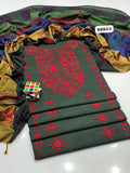 Stuff Khaddar Gala Panel Pakka Mirror Embroidery Shirt And Plain Trouser With Rangoli Embroidery Shawl 3PC Dress