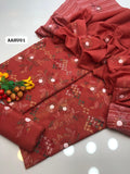 Stuff Khaadi Cotton Handmade Kacha Boor All Over Embroidery Work Shirt And Contras Embroidery Dupatta With Embroidery Trouser 3PC Dress