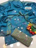 Stuff Khaadi Cotton Handmade Kacha Boor All Over Embroidery Work Shirt And Contras Embroidery Dupatta With Embroidery Trouser 3PC Dress