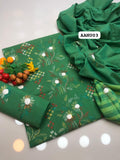Stuff Khaadi Cotton Handmade Kacha Boor All Over Embroidery Work Shirt And Contras Embroidery Dupatta With Embroidery Trouser 3PC Dress
