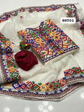 Stuff Khaadi Net Heavy Gala Daman Balochi Embroidery Shirt And Khaadi net 4 Border Heavy Embroidery Dupatta With Kattan SIlk Trouser 3PC Dress