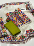 Stuff Khaadi Net Heavy Gala Daman Balochi Embroidery Shirt And Khaadi net 4 Border Heavy Embroidery Dupatta With Kattan SIlk Trouser 3PC Dress