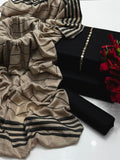 Stuff Pure Dhanak Plain Shirt Wd Dhanak Plain Trouser &nbsp;Along Wd Pashmina Velvet Border Shawl &nbsp;3PC Dress