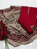 Stuff Pure Dhanak Plain Shirt Wd Dhanak Plain Trouser &nbsp;Along Wd Pashmina Velvet Border Shawl &nbsp;3PC Dress