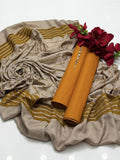 Stuff Pure Dhanak Plain Shirt Wd Dhanak Plain Trouser &nbsp;Along Wd Pashmina Velvet Border Shawl &nbsp;3PC Dress