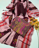 Stuff Khaadi Khaddar Handmade Afghani Gala Neat Work Shirt And Embroidery Dupatta With Plain Trouser 3PC Dress