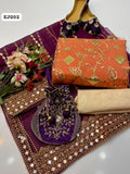 Stuff Organza Embroidery Work Shirt And Tissue Panni Shesha Work Dupatta With Masoori Trouser 3PC Dress