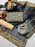 Stuff Organza Embroidery Work Shirt And Tissue Panni Shesha Work Dupatta With Masoori Trouser 3PC Dress