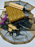 Stuff Organza Front 9MM Jall Embroidery Shirt And Masoori Trouser With 9MM Sequence Dupatta 3PC Dress