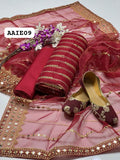 Stuff Organza Front 9MM Jall Embroidery Shirt And Masoori Trouser With 9MM Sequence Dupatta 3PC Dress