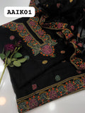 Stuff Khaadi Karndi Net Cross-Stitch  Embroidery Shirt With Khaadi  Krandi 4 Side Cross-Stitch Embroidery Dupatta 2 Pcs Dress
