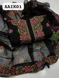 Stuff Khaadi Karndi Net Cross-Stitch  Embroidery Shirt With Khaadi  Krandi 4 Side Cross-Stitch Embroidery Dupatta 2 Pcs Dress