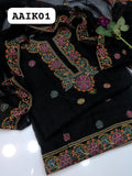 Stuff Khaadi Karndi Net Cross-Stitch  Embroidery Shirt With Khaadi  Krandi 4 Side Cross-Stitch Embroidery Dupatta 2 Pcs Dress