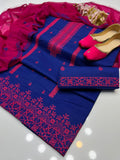 Stuff Cotton Front Gala Daman Embroidery Shirt And Chiffon Heavy Embroidery Dupatta WIth Embroidery Trouser 3PC Dress