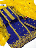 Stuff Cotton Front Gala Daman Embroidery Shirt And Chiffon Heavy Embroidery Dupatta WIth Embroidery Trouser 3PC Dress