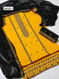 Stuff Cotton Front Gala Daman Embroidery Shirt And Chiffon Heavy Embroidery Dupatta WIth Embroidery Trouser 3PC Dress