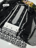 Stuff Cotton Front Gala Daman Embroidery Shirt And Chiffon Heavy Embroidery Dupatta WIth Embroidery Trouser 3PC Dress
