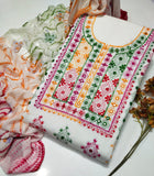 Stuff:::: Pure lown100/100  Shirt:::: hande made Afghani Balochi Gala botiq style Neat work...... Trouser::: Plain lown Dupatta::::Embroidery Shafoon crush Tei &amp; Dei