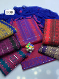 Stuff Lawn Cotton Front Full Gala Daman 9MM Plastic Mirror Embroidery SHirt ANd 9MM Plastic Mirror Embroidery Dupatta With Embroidery Trouser 3PC Dress