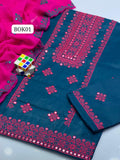 Stuff Lawn Cotton Front Full Gala Daman 9MM Plastic Mirror Embroidery SHirt ANd 9MM Plastic Mirror Embroidery Dupatta With Embroidery Trouser 3PC Dress