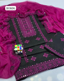 Stuff Lawn Cotton Front Full Gala Daman 9MM Plastic Mirror Embroidery SHirt ANd 9MM Plastic Mirror Embroidery Dupatta With Embroidery Trouser 3PC Dress