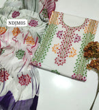 Stuff Pure lawn 100/100 Handmade Afghani Gala Baul Botiq Style Neat Work Shirt And Plain Trouser With Chiffon Crush Tye And Dye Dupatta 3Pc Dress