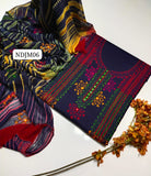 Stuff Pure lawn 100/100 Handmade Afghani Gala Baul Botiq Style Neat Work Shirt And Plain Trouser With Chiffon Crush Tye And Dye Dupatta 3Pc Dress