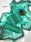 Stuff Lawn COmputer Cross STich Embroidery Over All Work SHirt And Lawn Trouser With Chiffon 4 Side Border Embroidery Work DUpatta 3PC Dress