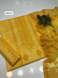 Stuff Lawn COmputer Cross STich Embroidery Over All Work SHirt And Lawn Trouser With Chiffon 4 Side Border Embroidery Work DUpatta 3PC Dress