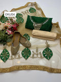 Stuff Khaadi Net Mirror Work Shirt And Net Mirror Plus Applic Work Dupatta With Masoori Trouser 3PC Dress