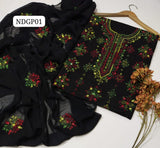 Stuff lawn 100/100 handamde Afghani Gala jaal Style Neat WOrk Shirt And Plain Trouser WIth Chiffon EMbroidery Dupatta 3PC Dress