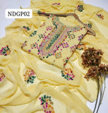 Stuff lawn 100/100 handamde Afghani Gala jaal Style Neat WOrk Shirt And Plain Trouser WIth Chiffon EMbroidery Dupatta 3PC Dress