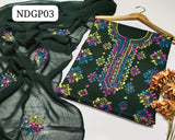 Stuff lawn 100/100 handamde Afghani Gala jaal Style Neat WOrk Shirt And Plain Trouser WIth Chiffon EMbroidery Dupatta 3PC Dress