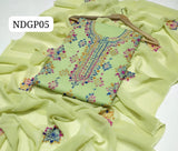 Stuff lawn 100/100 handamde Afghani Gala jaal Style Neat WOrk Shirt And Plain Trouser WIth Chiffon EMbroidery Dupatta 3PC Dress