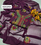 Stuff lawn 100/100 handamde Afghani Gala jaal Style Neat WOrk Shirt And Plain Trouser WIth Chiffon EMbroidery Dupatta 3PC Dress