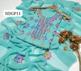 Stuff lawn 100/100 handamde Afghani Gala jaal Style Neat WOrk Shirt And Plain Trouser WIth Chiffon EMbroidery Dupatta 3PC Dress