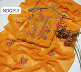 Stuff lawn 100/100 handamde Afghani Gala jaal Style Neat WOrk Shirt And Plain Trouser WIth Chiffon EMbroidery Dupatta 3PC Dress