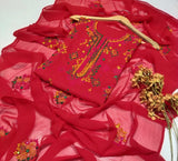 Stuff lawn 100/100 handamde Afghani Gala jaal Style Neat WOrk Shirt And Plain Trouser WIth Chiffon EMbroidery Dupatta 3PC Dress