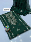Stuff Lawn GTM Bareeza lawn LCD Gotta Panel Embroidery Shirt And Chifon LCD Gotta WPrk Dupatta With Plain Trouser 3PC Dress