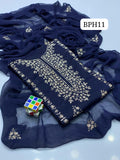 Stuff Lawn GTM Bareeza lawn LCD Gotta Panel Embroidery Shirt And Chifon LCD Gotta WPrk Dupatta With Plain Trouser 3PC Dress